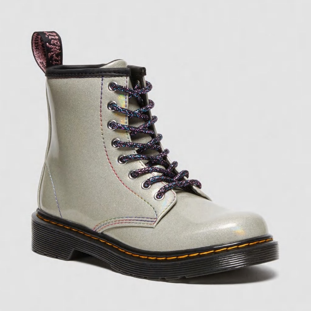 (NEW) Dr. Marten's 1460 J Sparkle Rays boots silver lightshow